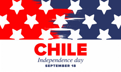Chile Independence Day. Happy national holiday Fiestas Patrias. Freedom day. Celebrate annual in September 18. Chile flag. Patriotic chilean design. Poster, card, banner, template, background. Vector