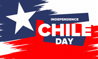 Chile Independence Day. Happy national holiday Fiestas Patrias. Freedom day. Celebrate annual in September 18. Chile flag. Patriotic chilean design. Poster, card, banner, template, background. Vector