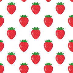 This is a seamless pattern of strawberry on a white background. Could be used for flyers, postcards, banners, gift paper, holiday decorations, etc.