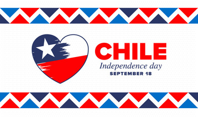 Chile Independence Day. Happy national holiday Fiestas Patrias. Freedom day. Celebrate annual in September 18. Chile flag. Patriotic chilean design. Poster, card, banner, template, background. Vector
