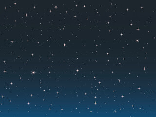 Vector stars texture. Numerous white stars on blue background digital illustration.