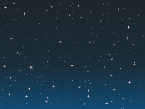 Vector stars texture. Numerous white stars on blue background digital illustration.