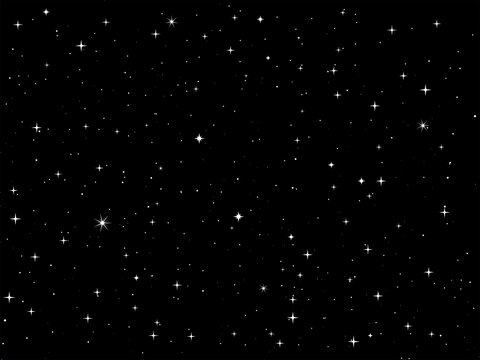 Vector stars texture. Numerous white stars on black background digital illustration.