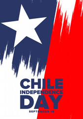 Chile Independence Day. Happy national holiday Fiestas Patrias. Freedom day. Celebrate annual in September 18. Chile flag. Patriotic chilean design. Poster, card, banner, template, background. Vector