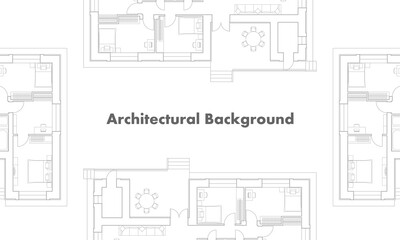 Architectural background. Part of architectural project, architectural plan of a residential building. Black and white