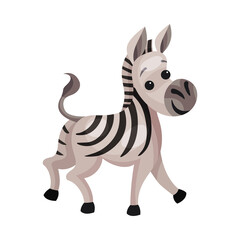Fototapeta na wymiar Zebra with Black-and-white Striped Coat as African Animal Vector Illustration