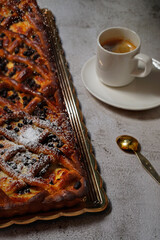 Cake with mug of coffee