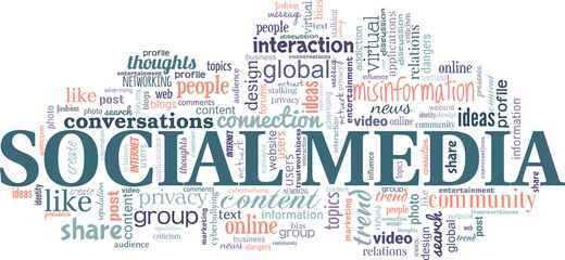 Social media vector illustration word cloud isolated on a white background.