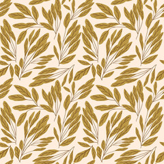 Fototapeta premium Seamless pattern with the image of leaves vector illustration