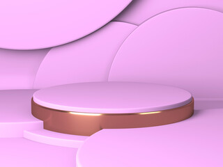 Empty showcase for cosmetic product presentation. Minimal scene