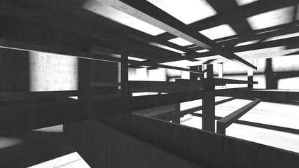 Abstract architecture background. Empty rough concrete interior