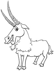 goat farm animal character coloring book page