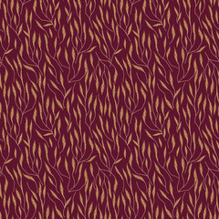Branches seamless pattern. Floral drawn background with leafs. Texture for textile, wallpapers, crafts, prints