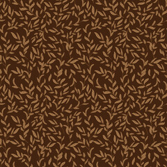 Flower pattern. Seamless brown and gold ornament. Graphic vector background. Ornament for fabric, wallpaper, packaging