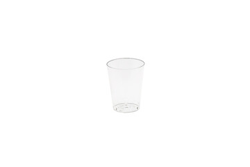 Bicchiere 60cc trasparente fotografato su sfondo bianco