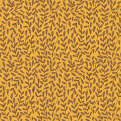 Hand drawn pattern with decorative floral ornament. Stylized colorful branches. Summer spring background, nature collection. Vector illustration