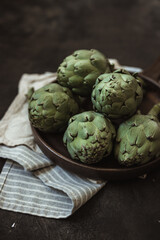 Fototapeta premium Fresh green artichokes.