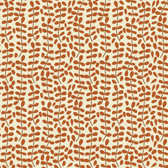 Vector seamless pattern with brown leaf tropical pattern