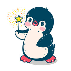 Funny cartoon penguin