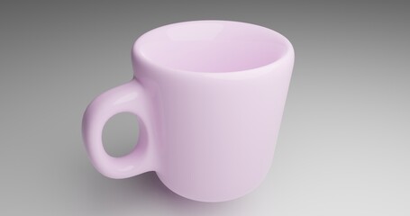 pink glass mug mockup isolated, 3d rendering.