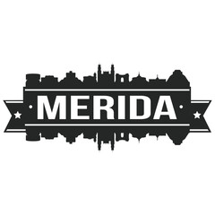 Merida Skyline Silhouette Design City Vector Art landmark logo.