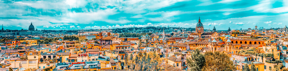 Fototapeta premium View of the city of Rome from above, from the hill of Terrazza del Pincio. Italy.