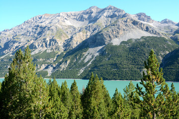 Lake Cancano is an artificial water basin adjacent to Lake San Giacomo in the Fraele valley in the municipality of Valdidentro near Bormio.