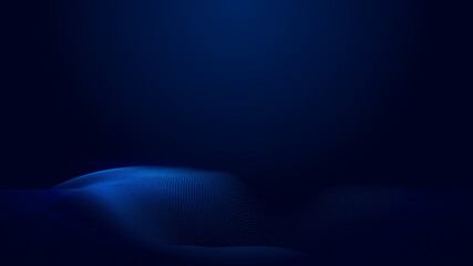 Dot blue wave light screen gradient texture background. Abstract ai technology big data digital background. 3d rendering.