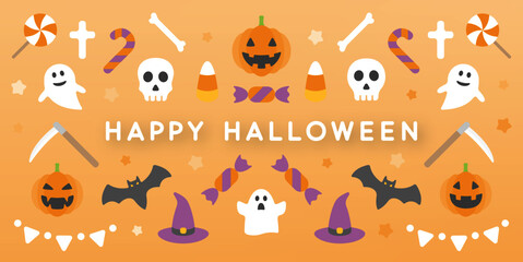 Halloween banner Design , Halloween Background with Halloween icons