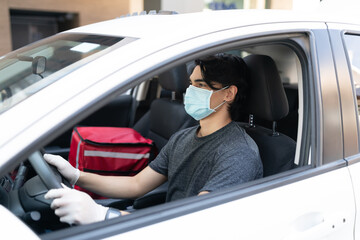 Delivery Man In Car During Coronavirus Outbreak