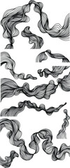 Abstract vector pattern. Waves drawn by a line. Wavy prints.