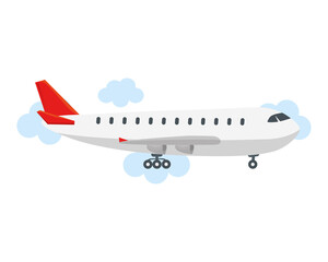 modern airliner flying, large commercial passenger aircraft in sky vector illustration design