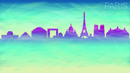 Paris France City Europe. Broken Glass Abstract Geometric Dynamic Textured. Banner Background. Colorful Shape Composition.