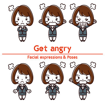 Facial Expressions & Poses Set / Get Angry / Woman In Suit