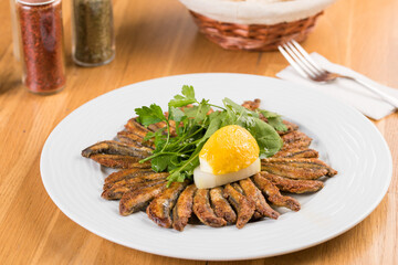 Fried crunchy anchovy - Turkish name Hamsi Tava