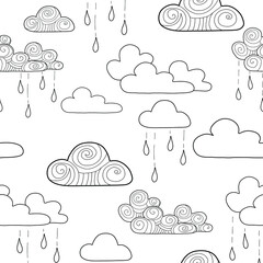 seamless pattern with clouds and rain
