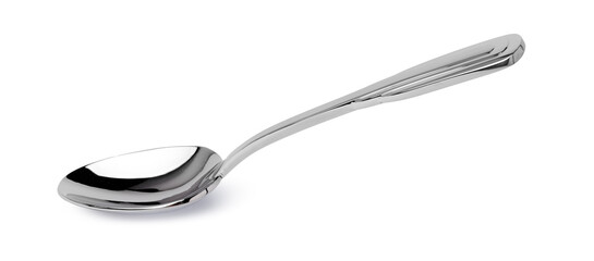 Metal steel spoon isolated on white background