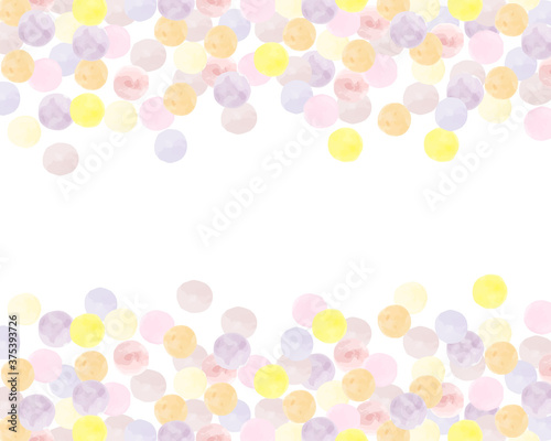 ドットのカラフルな水彩風背景 上下 イラスト フレーム 枠 パステルカラー かわいい Art Wall Mural A Yugoro