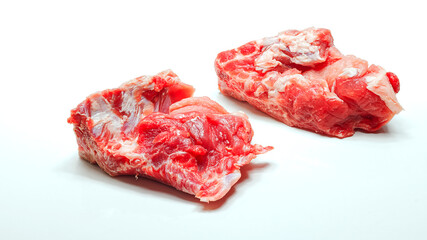 Fresh Raw Meat On Bone Isolated On White Image Series.