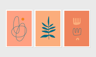Set of modern abstract posters. Vector minimalist illustrations