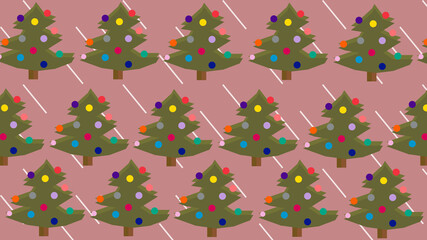 christmas tree seamless pattern, pink background