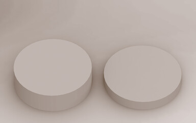 3d brown cream cylinder podium minimal studio background. Abstract 3d geometric shape object illustration render. Display for cosmetic perfume fashion product.