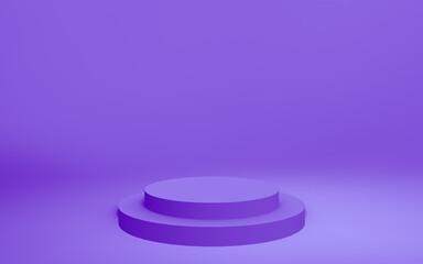 3d purple violet cylinder podium minimal studio background. Abstract 3d geometric shape object illustration render. Display for cosmetic perfume fashion product.