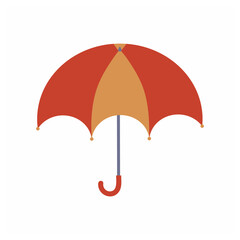 Drawing of an open umbrella from the rain isolated on a white background. Vector flat cartoon illustration. Logo design element, postcards, labels