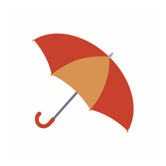 Illustration in the style of cartoon autumn umbrella from the rain. Logo design, sticker, icon. Symbol of a summer umbrella. Vector illustration for postcards, design, graphics.