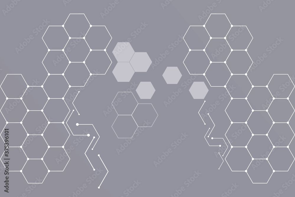 Wall mural high tech background design. hexagonal background for digital technology, medicine, science, researc