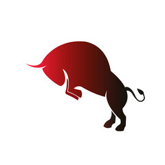 Vector illustration of a strong and fast bull.