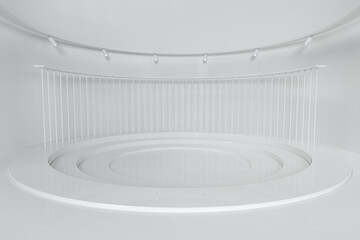 Empty round room, luxury showcase room, 3d rendering.