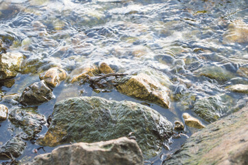 rocks on the beach, water and rocks, water and stones