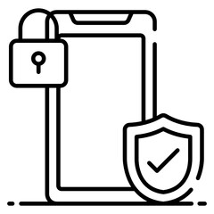 
Shield with mobile phone, cell protection in icon
